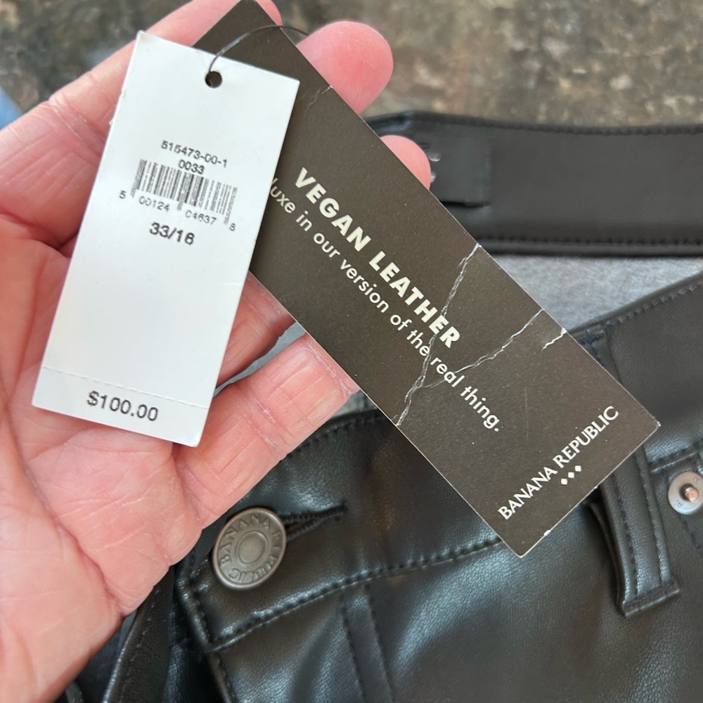 NWT Banana Republic Mid Rise Bootcut Vegan Leather Pants. 33/16. Classic. Moto - Picture 10 of 15